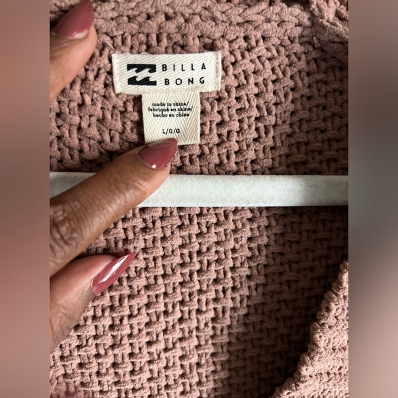 Super Comfy Billabong Chenille Knit Chunky Cardigan / Warm Tan - Large - Picture 4 of 6